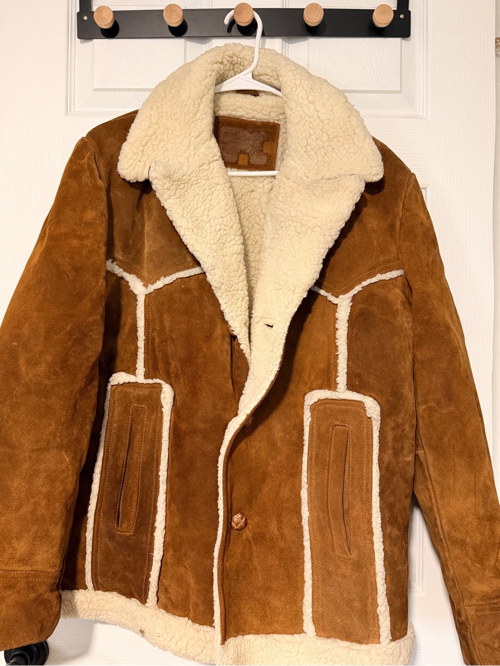 Men's Shearling-Lined Genuine Cowhide Jacket - Brown